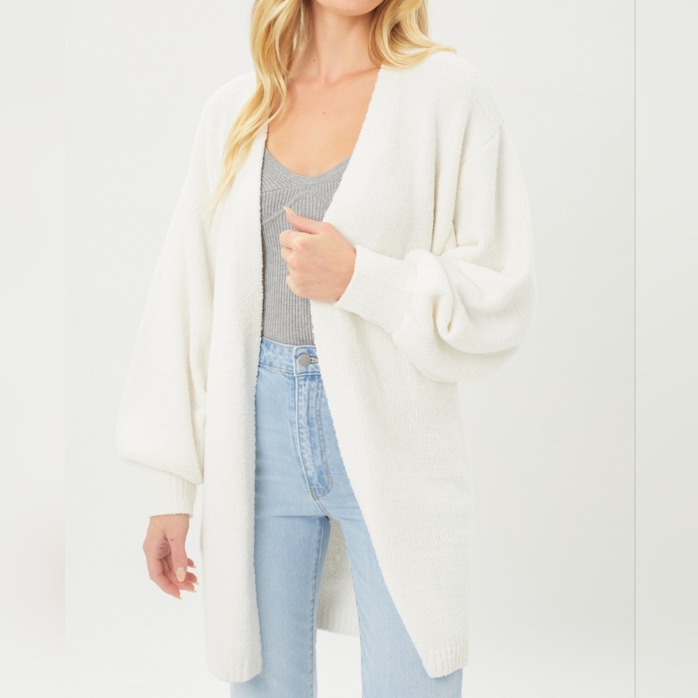 Ivory Bishop Sleeve Cardigan